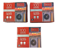 Christmas Icicle Lights 3 Boxes Celebrations Mini MULTI COLOR 100 Ct White Wire