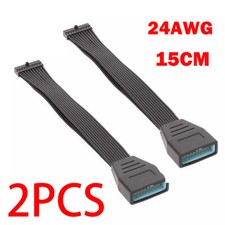 2x 15CM Motherboard USB 3.0 19-Pin 20-Pin Pcie Header Ribbon Cable Adapters NEW
