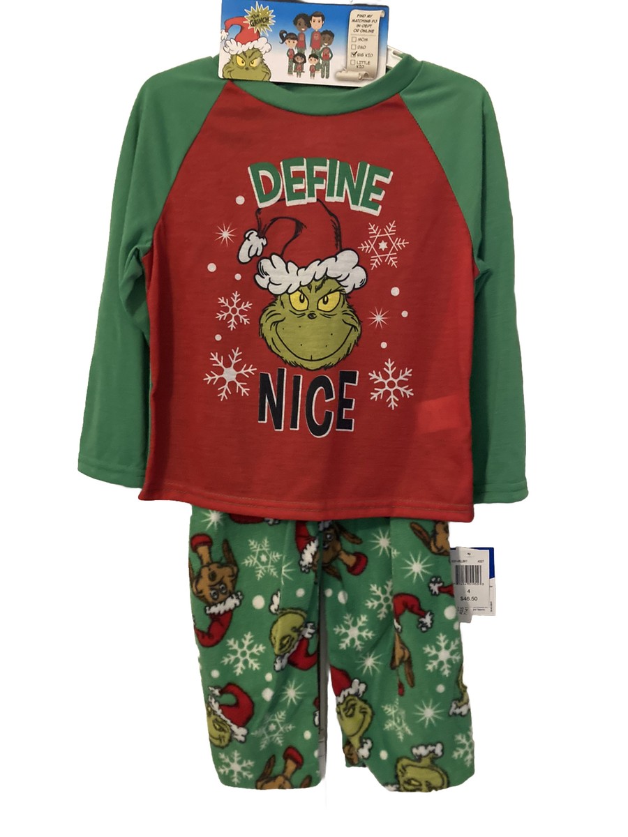 The Grinch Dr Seuss Define Nice Kids Holiday Pajamas Size 3T TOP