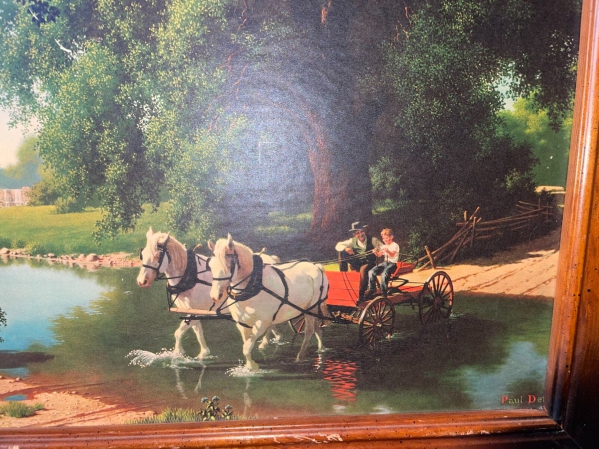 16.5”x13.5” VINTAGE FRAMED PRINT ART THE BIG MOMENT PAUL DETLEFSEN