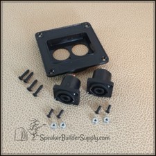 Plastic dual speakon jack dish -empty dish or complete kit with jacks and screws