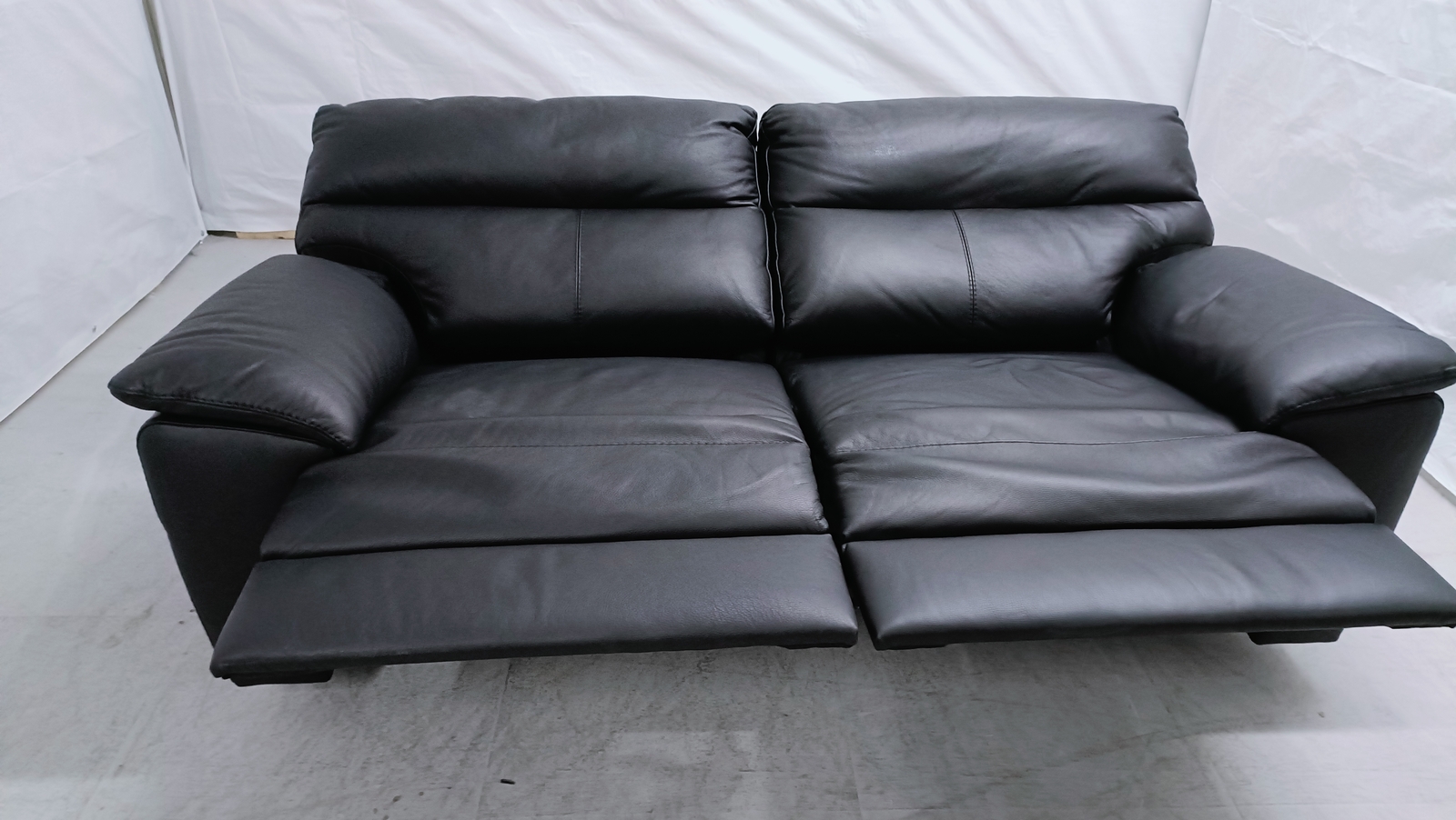 ScS Italia Marco Macadamia Nero Leather 3 Seater Power Recliner Sofa