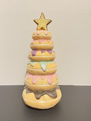 Christmas Gingerbread Sugared Donut Resin Tree Figurine Tabletop Decor 12''
