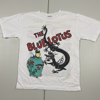 Vintage 90s Tin Tin the blue lotus graphic t shirt white M comic