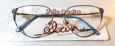 Vintage ELAN 158 Gold/Blue 56/16 Women's Metal Eyeglass Frame NOS 408