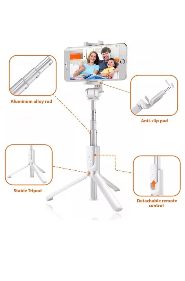 BW-BS3 bluetooth Remote Tripod Selfie Stick White - Image 4 of 4