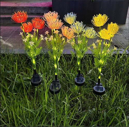 Solar Pathway Light 3-Head LED Artificial Flowers Outdoor Garden Walkway Lights - Picture 8 of 16