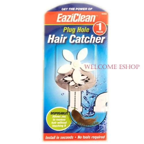 EaziClean Plug Hole Hair Catcher Bath Basin Tub Sink Cleaner Shower
