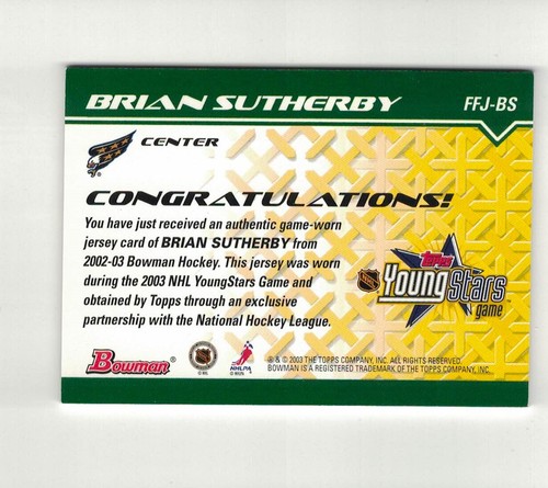 2002-03 Bowman Young Stars Fabric Of The Future Game Worn Jersey Insert Cards - Picture 19 of 51