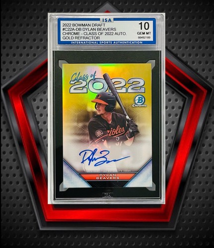 Dylan Biber *9/50* Auto 2022 Bowman Chrom Gold *ISA 10* #C22A-DB Orioles MLB