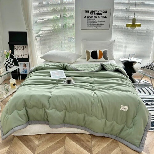 Solid Color Summer Quilt Light Luxury 2025 Japanese Polyester Cotton Quilted - Picture 19 of 24