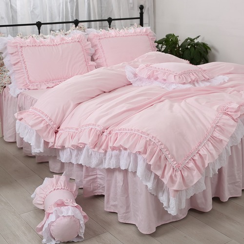 Luxury Bedding Set Pink Embroidery 