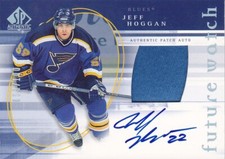 2005-06 UD SP Authentic Future Watch Auto Patch #186 JEFF HOGGAN St. Louis Blues