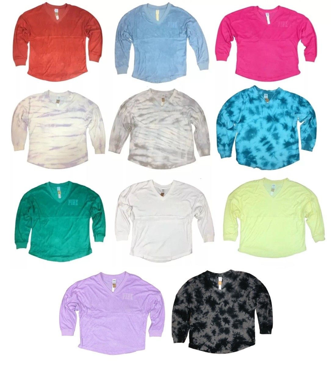 VICTORIA'S SECRET PINK TERRY VARSITY BEACH OVERSIZE TOP SHIRT XS