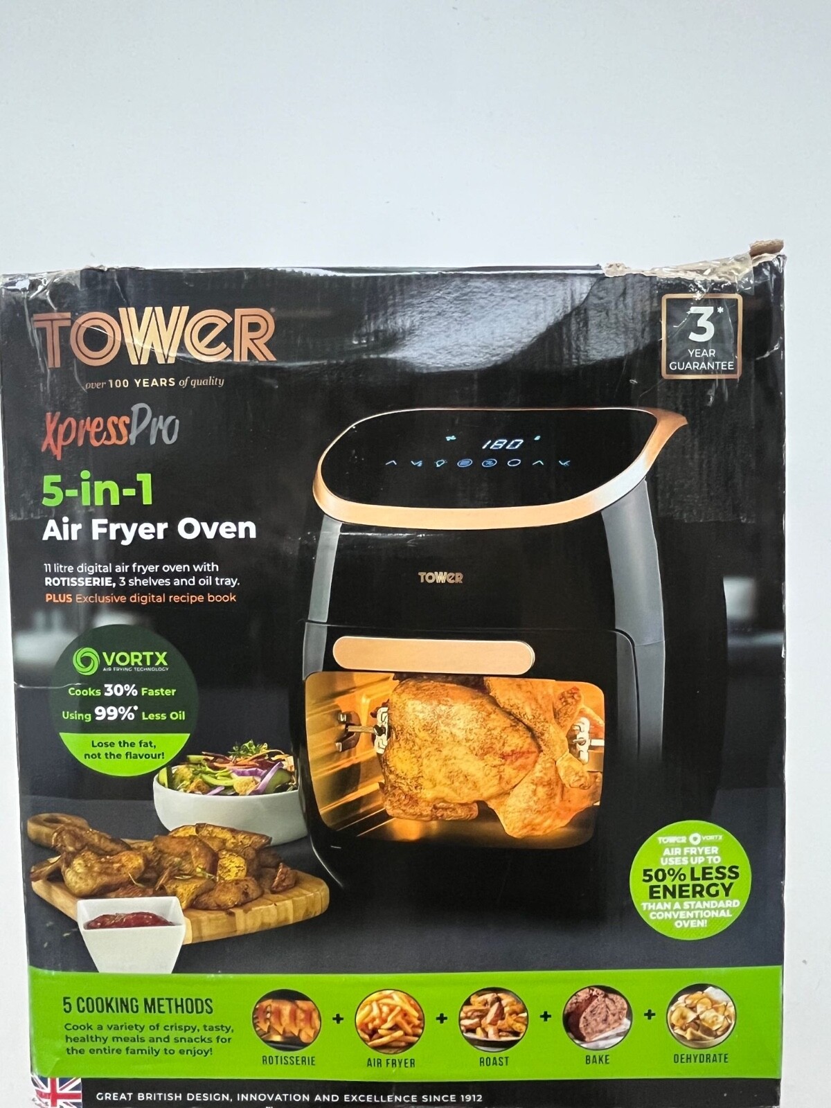 Tower T17039RGB 11L 5in1 Digital Air Fryer Oven Black/Rose Gold