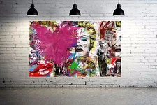 Banksy Collage Street Art Canvas Print Huge 24 x 16 print  Insane Print