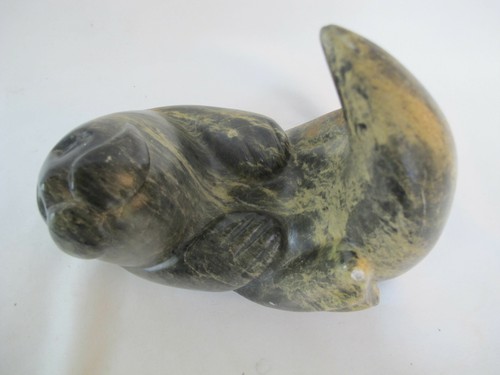MILES METZGER Carved Soapstone Lounging SEAL Sculpture 1987 - Picture 6 of 6