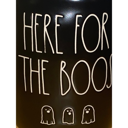 Rae Dunn Black White Here for the Boos Coffee Mug Cup Ghosts Halloween - Picture 2 of 8