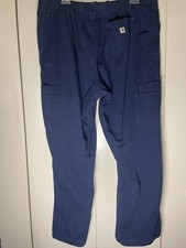 Carhartt Men  s XL Navy Canvas Cargo Pants Comfort Performance Utility Straight