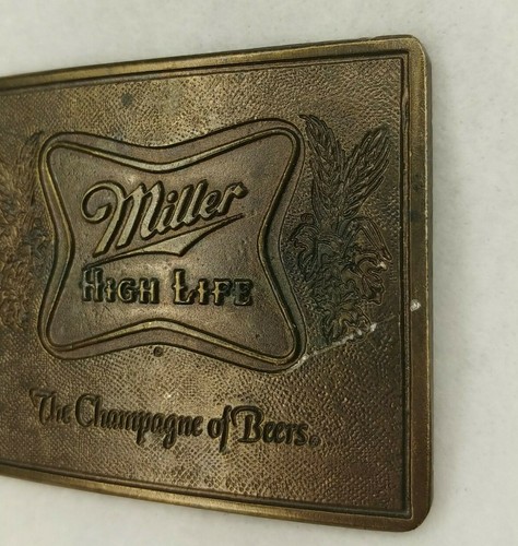 Hebilla de cinturón vintage de 1970 Miller High Life The Champagne of Beers - Imagen 3 de 7