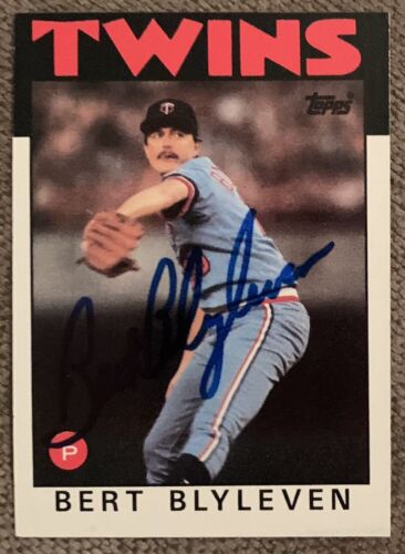 1986 TOPPS BERT BLYLEVEN TWINS AUTO/SIGNED CARD #445 - Picture 1 of 2