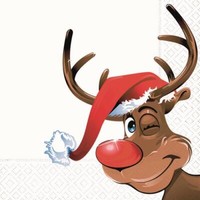 20 Servietten Rudolph Winter Weihnachten Rentier Kinder Motiv Tischdeko 33X33Cm