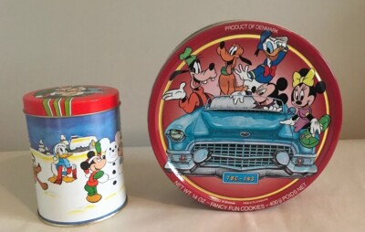 Walt Disney Containers, Mickey, Minnie, Donald, Etc. The Tin Box Co. - Lot of 2