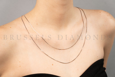 10k Solid White Gold In Box Chain Necklace 0.5mm 0.8mm 1mm 16'' 18'' 20'' 22'' 24''