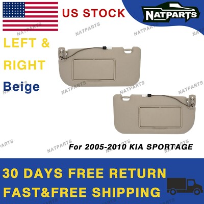 Pair Beige Side Sun Visor For 05-10 Kia Sportage 85202-1F090EZ 85201-1F090EZ