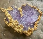 Vintage Raw Purple Amethyst Pendant Gold Tone 1980's Handmade — photo 1