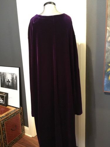 90er Anna Maxwell lila Samt Kaftan Lounge Kleid Gown Witchy Gypsy 30W - Bild 4 von 12