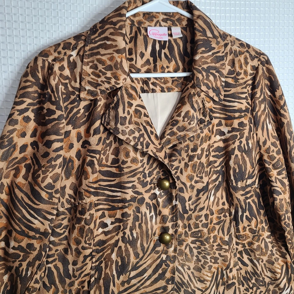 Cappagallo Womens Large Leopard/Tiger/Animal Jacket Blazer Lightweight Soft - Image 2 of 4