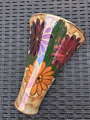 Seltene Vintage J Fryter alte Gerichtsgebäude handbemalte Blumen Wandvase