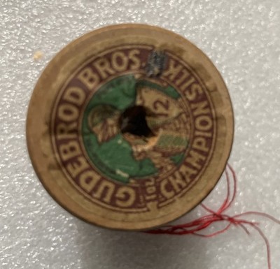 Gudebrod Bros Champion Silk Twist Thread Wooden Spool Bobbin Deep Purple Vintage