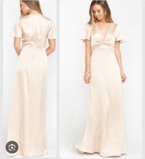 SHOW ME YOUR MUMU Rome Twist Gown Champagne Maxi Flutter Sleeve Wedding Dress Sm