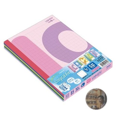 Nakabayashi Logical Air Notebook Semi-B5 5mm Grid 30 Sheets Typo Color 5-Pack