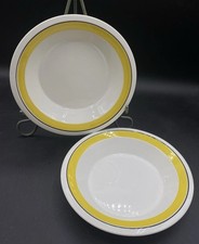 Arabia of Finland Faenza Yellow & Black Stripe Vintage LOT 2 Shallow 8” Bowls