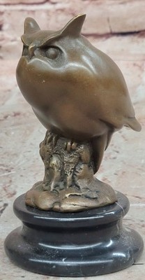 Signed Original Milo Bronze Sculpture of Wise Owl, Symbol of Wisdom Artwork