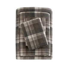King Patterned Flannel Sheet Set Brown Plaid