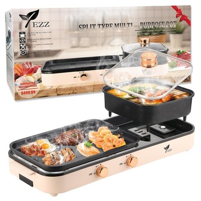 2026 Electric Hot Pot with Grill,2-10 People Indoor Hot Pot 2 in 1 Multi-func...