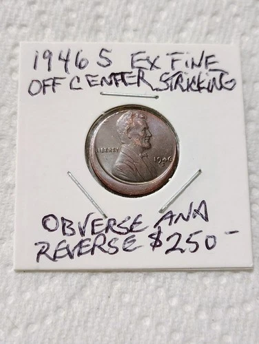 1946 S Wheat Back Penny Ex Fine - Off Center Strike Both Obverse And Reverse