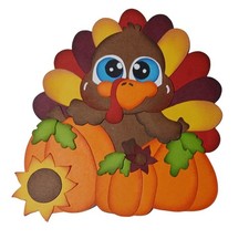 "FALL TURKEY" premade paper piecing scrapbook die cut embellishment