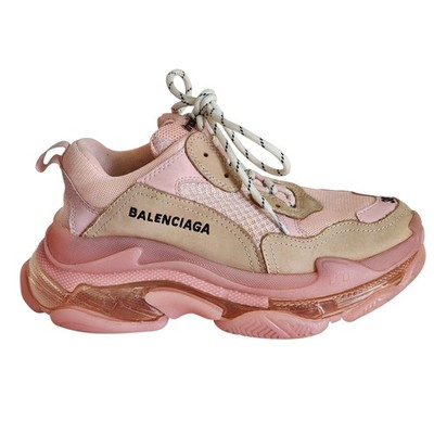 Balenciaga Triple S Clear Sole Pink Beige Chunky Sneakers EU 38 US 8