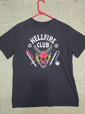 Stranger Things Mens Shirt Hellfire Club Short Sleeve Large