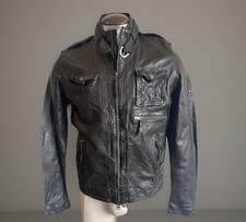 Mens True Religion Leather Jacket LAMB Milita...
