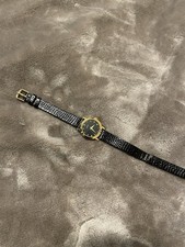 Gucci 2200L Gold Plated Black Leather Quartz Swiss Made Women’s Dress Watch