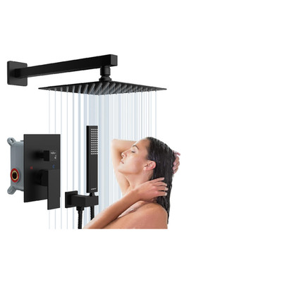 Black Shower System Sets Faucet Embather 10 Inch Overhead Rainhead Shower Combo