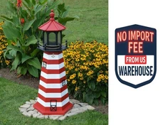 Amish Made Wood Garden Lighthouse - West Quoddy 2 Foot Standard ElectricLighting
