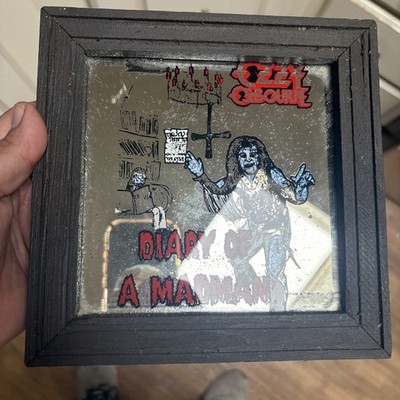 Vintage 1980s Ozzy Ozbourne Carnival /Fair Small Prize Glass Mirror Pic Rare 7X7