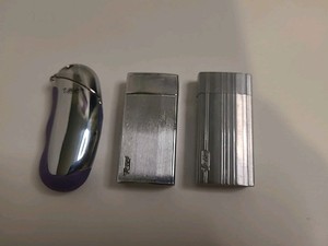 Vintage Metal Mini Bic Lighter Flip-Top Case Lot of 3 - Chrome, Silver, Purple